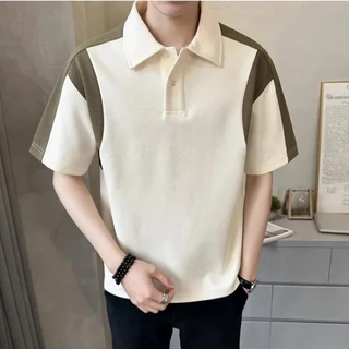 CLIFF เสื้อโปโลผู้ชาย สไตล์เกาหลี ผ้าวาฟเฟิลด์ สีเย็บต่อกัน แฟชั่นยอดนิยม ลำลองใส่สบาย