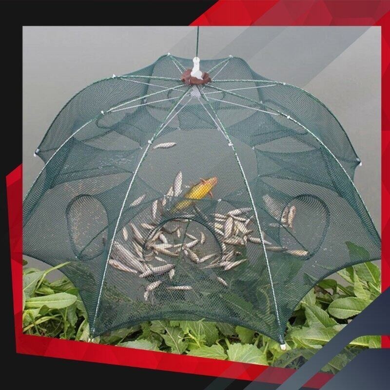 (พร้อมส่งจากไทย) (มุ้งดักปลา 8ช่อง) ตาข่ายดักกุ้ง ตาข่ายดักปลา 8 หลุม ตาข่ายดักกุ้งดักปลา Shrimp trap net YA16