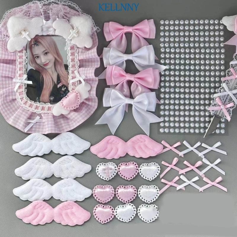 Kellnny ซองใส่โฟโต้การ์ด รูปหัวใจ สีชมพู สีขาว DIY 10 ชิ้น