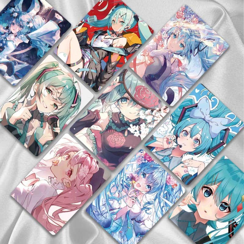 50pcs Hatsune Miku เลเซอร์โฮโลแกรม Photocards การ์ตูนภาพ Melody Haikyuu Kuromi Pochacco ภาพน่ารัก Lomo การ์ด HOLOGRAPHIC โปสการ์ด SX