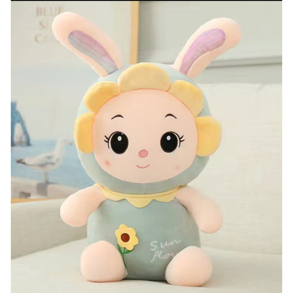 Big-hot KOJI ตุ๊กตากระต่ายใส่ชุดดอกทานตะวันแบบนั่ง รุ่น KOJI-11 ขนาด30x35ซม. สินค้าขายดี
