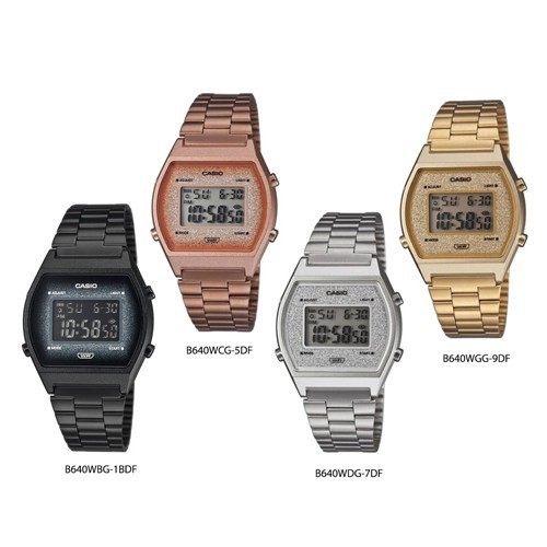 นาฬิกาดิจิตอล Casio Standard นาฬิกาข้อมือผู้หญิง สายสแตนเลส B640,B640WBG-1B,B640WCG-5D,B640WDG-7D,B640WGG-9D
