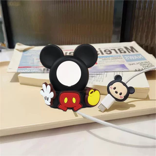 2IN1 ชุดซิลิกาเจลการ์ตูนแท่นชาร์จเหมาะสําหรับ iPhone-Watch น่ารักและ Creative Charger Holder ฐานชาร์จ s7s8 S9 S10 S11