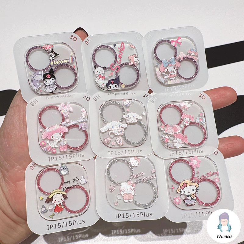 การ์ตูน Kuromi เงา 999D กล้องฟิล์มแก้ว Len สําหรับ IPhone 17 16 15 14 13 12 Pro Max 14 Pro Max น่ารัก Melody ฝาครอบป้องกันป้องกันหน้าจออุปกรณ์เสริมฝาครอบฟิล์ม