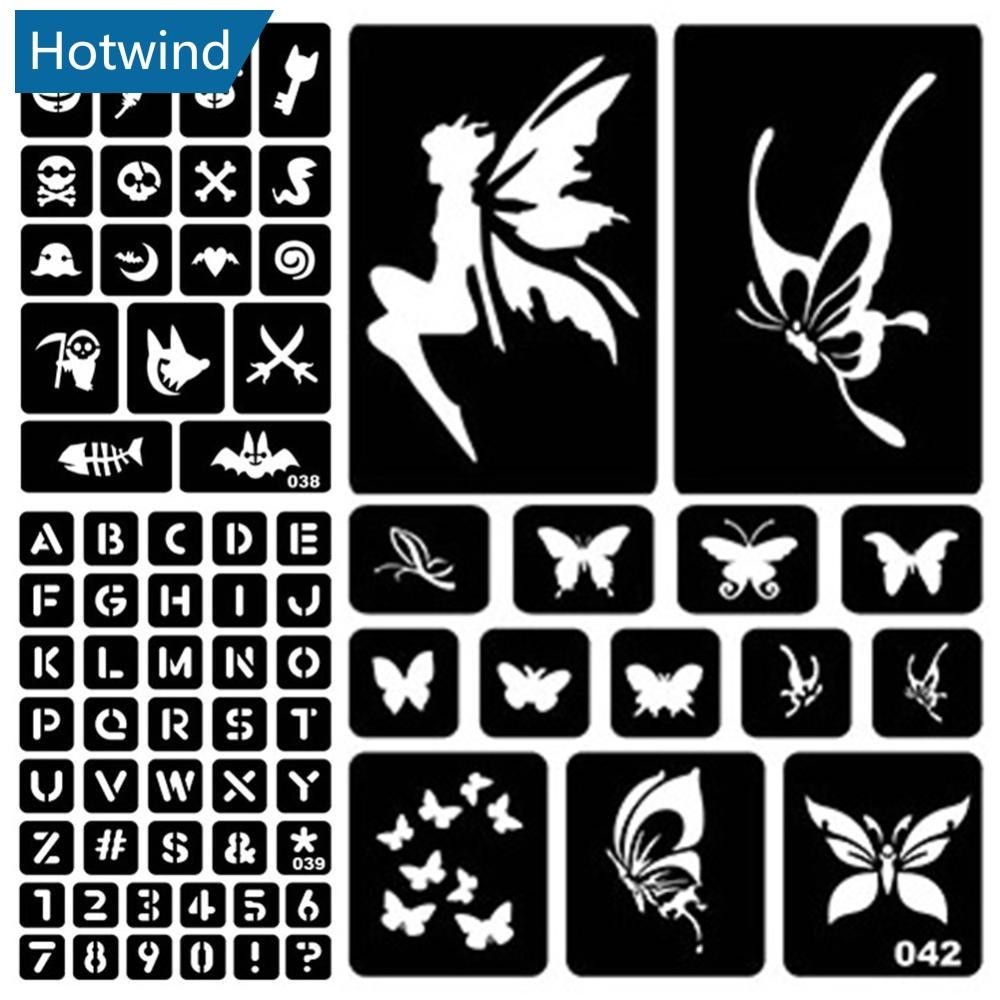 Hw แม่แบบลายฉลุ 40 แบบ สําหรับสักชั่วคราว F2I4