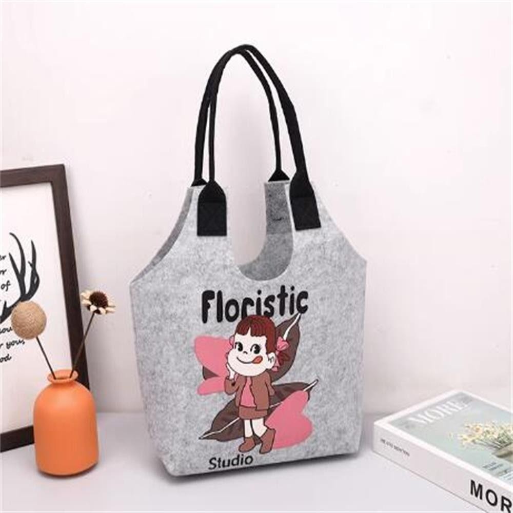 Eucalytus1 กระเป๋าสักหลาด, การ์ตูนทนทาน Felt Tote Bag, รูปแบบเรียบง่ายทุกวันใช้กระเป๋าถือช้อปปิ้ง