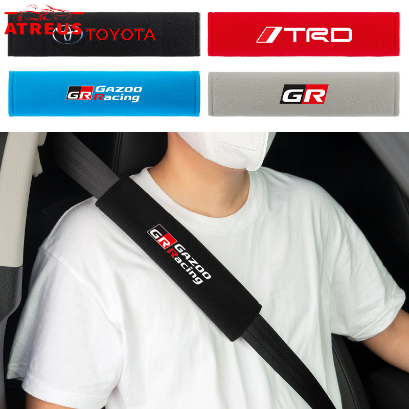 2ชิ้น Toyota GR ปลอกหุ้มเข็มขัดนิรภัยรถยนต์ ปลอกสวมหุ้ม สําหรับสายเข็มขัดนิรภัยในรถยนต์ ปลอกหุ้มสายเข็มขัดนิรภัย สำหรับ Toyota Prius Fortuner Corolla Cross CHR Camry Wish Vios Veloz Estima Sienta Yaris Ativ Altis Sienta bZ4X Hiace Hilux Revo