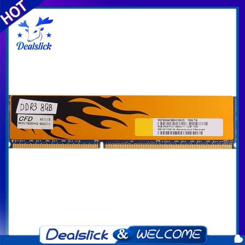 【Dealslick】หน่วยความจําคอมพิวเตอร์ 8gb DDR3 1600MHZ PC3-12800U 2RX8 240Pin DIMM สําหรับ Intel AMD Desktop RAM