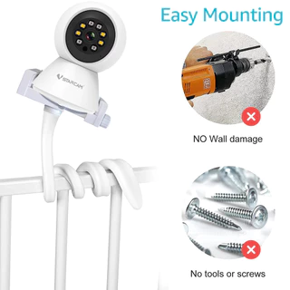 Universal Baby Monitor Holder ขาตั้งกล้องเด็กซิลิคอนยืดหยุ่นสีขาวยาว, กล้อง IP ที่อุดมคติ Mount Hole-Free Cradle Rod