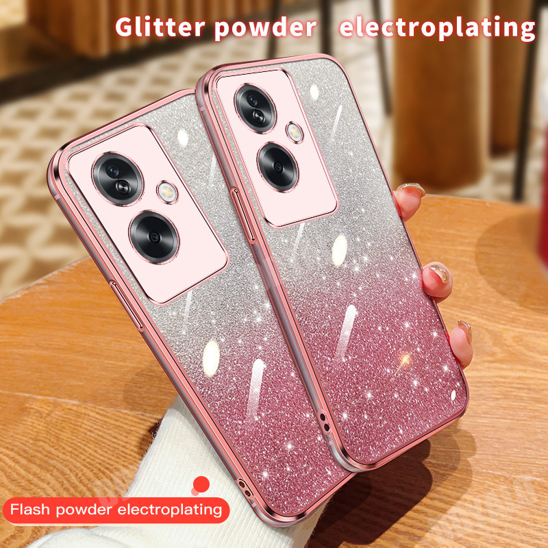 เคสโทรศัพท์มือถือ ซิลิโคนนุ่ม ใส แต่งกลิตเตอร์ ไล่โทนสี ระยิบระยับ สําหรับ OPPO Reno 11F 5G 2024