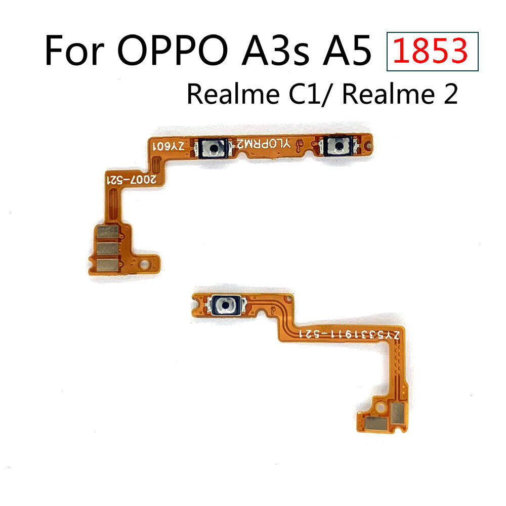 อะไหล่ปุ่มกดสวิตช์เปิด ปิด ด้านข้าง สายเคเบิ้ลอ่อน แบบเปลี่ยน สําหรับ OPPO A3s A5 1853 Realme C1 Realme 2