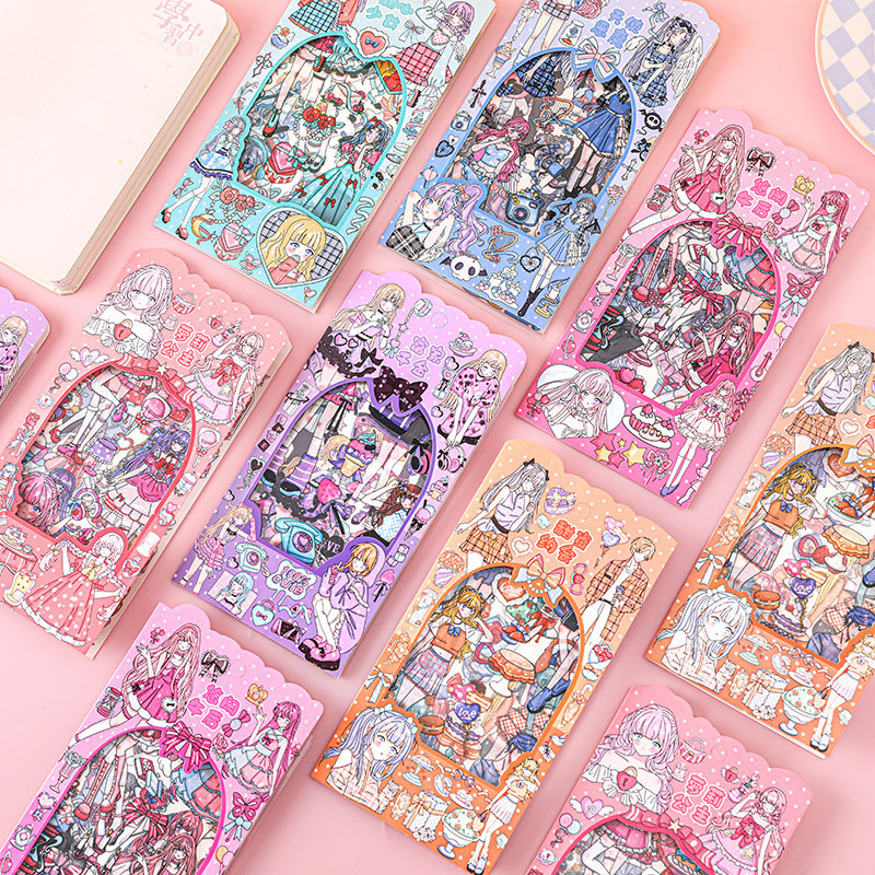 (4 ชิ้น/แพ็ค) สติกเกอร์ ลายการ์ตูนอนิเมะ เด็กผู้หญิง diy ตกแต่ง PET กันน้ํา เจ้าหญิง เปลี่ยนสีได้
