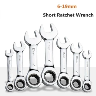 Kractige 6-19 มม.ด้ามสั้น Quick Ratchet ประแจ 72 ฟัน Multi-Functional แบบพกพาสั้น Dual-ใช้ Plum Blossom ประแจขนาดเล็กเครื่องมือ
