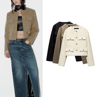 2025za Chanel Style Top Flap Trim Short Blazer 3046278