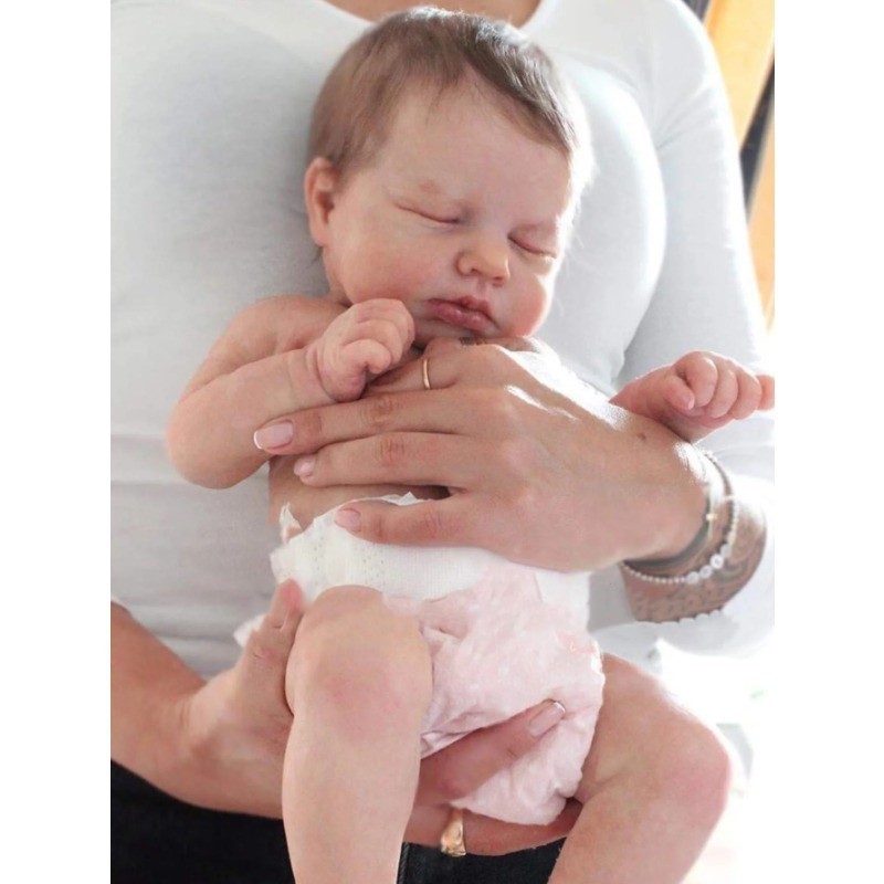 Reborn ตุ๊กตาเด็กแรกเกิด 49 ซม. เด็กแรกเกิด ซิลิโคนเต็มตัว Loulou ทํามือ เด็กทารก สําหรับของขวัญเด็ก