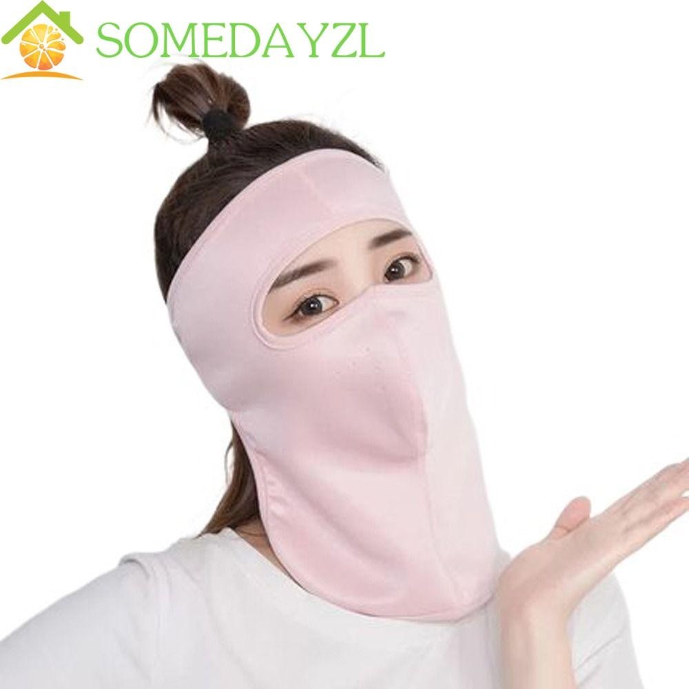 Somedayzl ฤดูร้อน หน้ากากกันแดด กันลม ขับรถ ผ้าคลุมหน้า พร้อมคอ ป้องกันรังสียูวี ผ้าพันคอสีพื้น พร้อมคอ