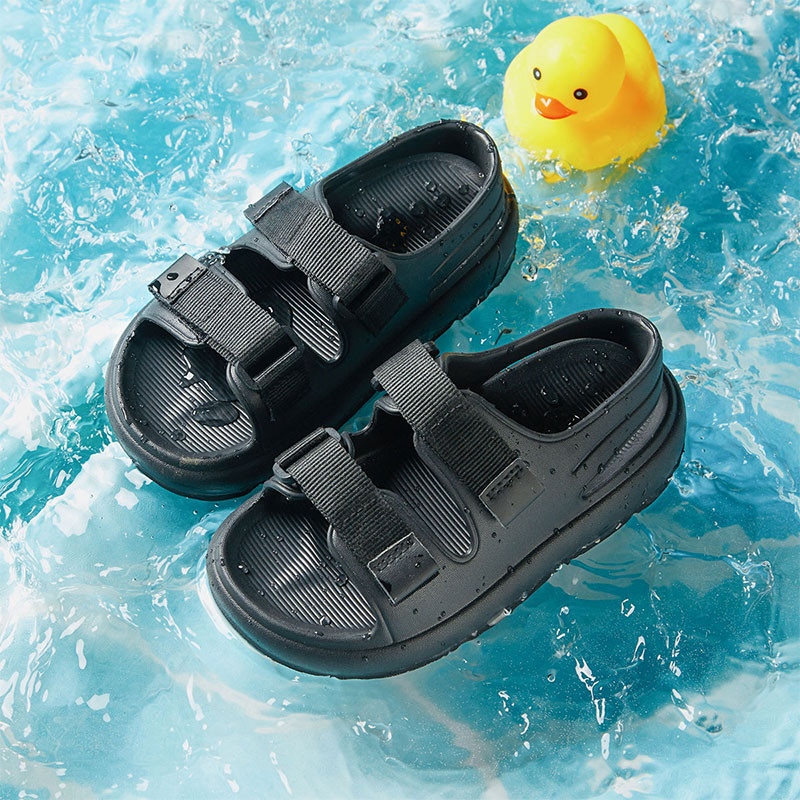 Cheerful Mario Slipper เด็ก แฟชั่น สีดํา รองเท้าเตะเด็กผู้ชาย กันลื่น ตีนตุ๊กแก รองเท้าแตะรัดส้นเด็กผู้ชาย