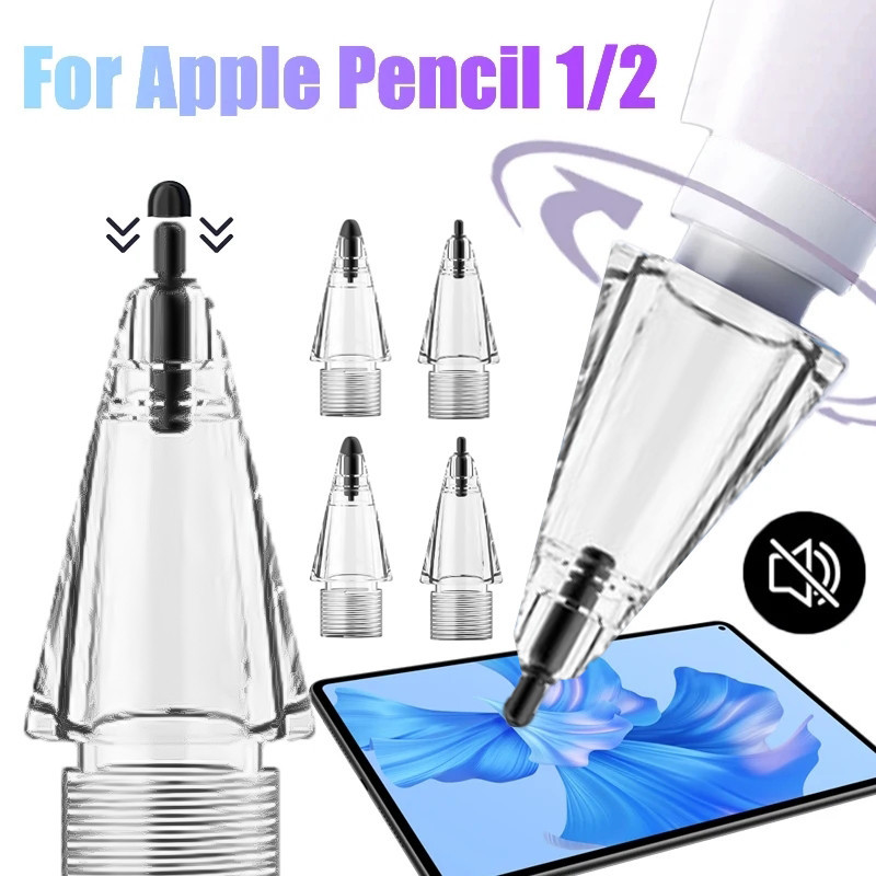 หัวปากกาสไตลัส แบบใส ยืดหยุ่น กันการสึกหรอ สําหรับ Apple Pencil 1st 2nd Generation