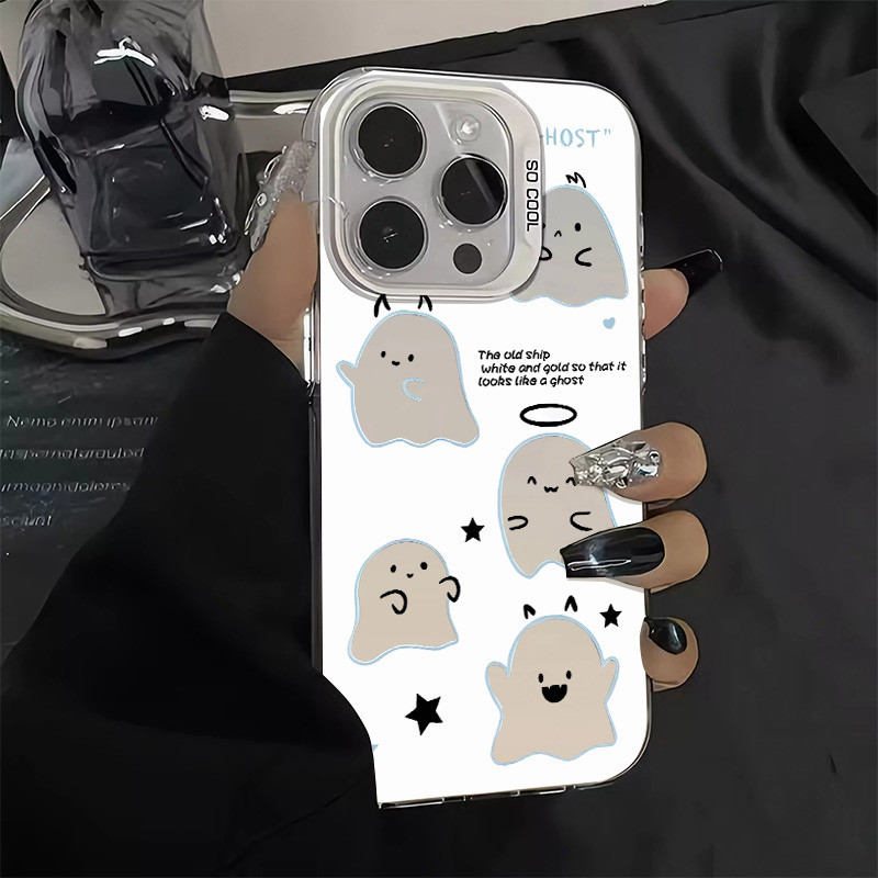 เคสโทรศัพท์มือถือ ซิลิโคนแข็ง กันกระแทก ลายมอนสเตอร์ สีขาว สําหรับ Iphone XSMAX 7 8 SE(2020) 15 12 11 13 14 Plus Pro Max X XS XR