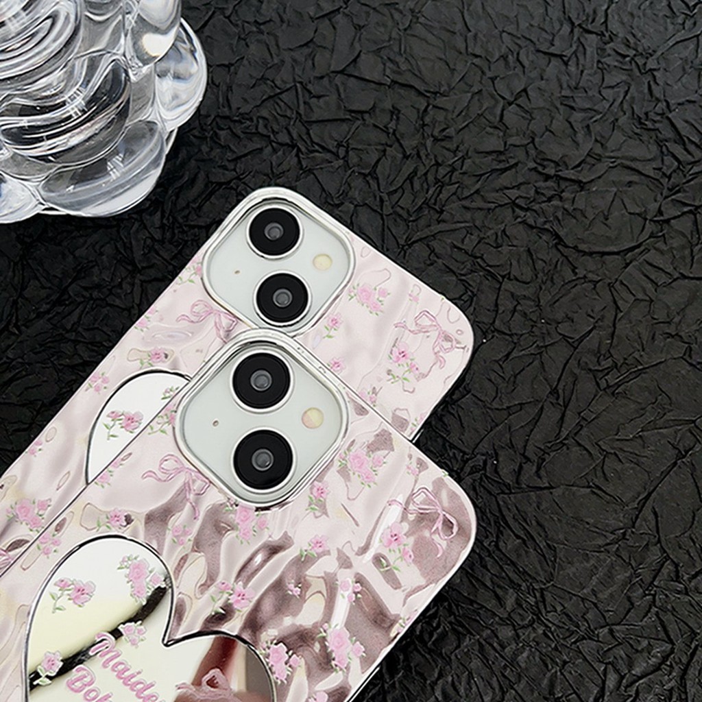 กรณีเข้ากันได้กับ iPhone 16 Pro Max11 12 13 14 15 สีชมพู Bowtie ดอกไม้รูปแบบ Soft TPU Anti-scratch กันกระแทกโทรศัพท์มือถือกรณี Dirt Resistance เปลือกป้องกัน