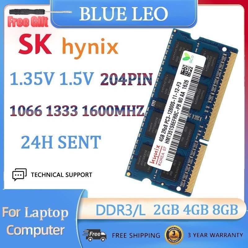 แรมแล็ปท็อป Hynix 8Gb DDR3 Ram 4Gb 1600Mhz 2Gb DDR2 DDR3L 667Mhz 800Mhz 1066Mhz 1333Mhz PC2 PC3 PC3L 5300S 6400S 12800S 10600S 204PIN