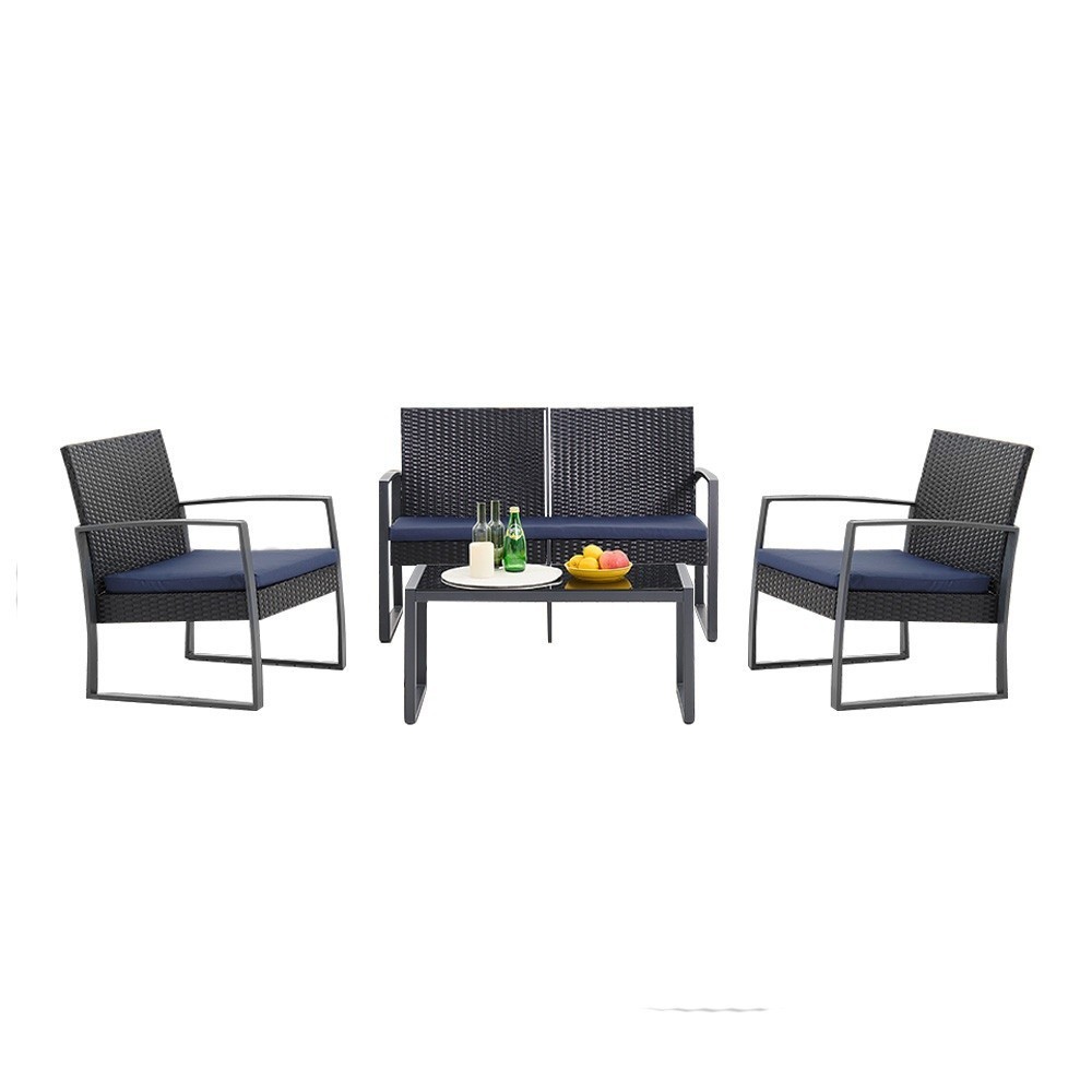 good.garden29 SUMMER SET ชุดโต๊ะสนาม 4 ที่นั่ง รุ่น DARKEN ขนาด 112x64x75 ซม. สีดำ  ยอดขายอันดับ1