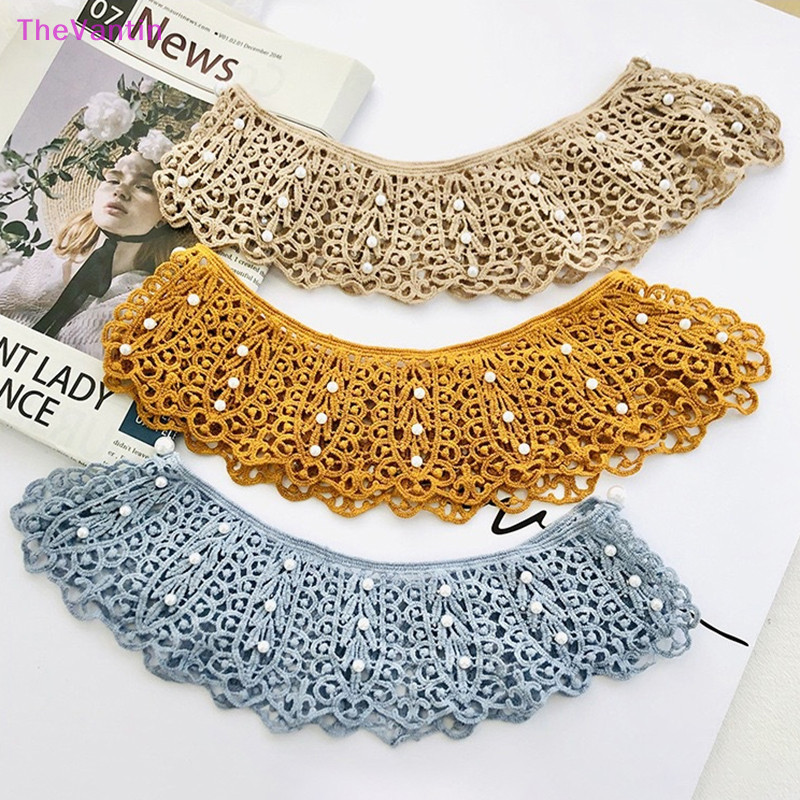 Thevantin ผู้หญิง หวาน เสื้อเชิ้ต ที่ถอดออกได้ ตุ๊กตาปลอม ปกกลวงออก ลูกไม้ ดอกไม้ แต่งระบาย คอปกปลอม ผู้หญิง ผ้าคลุมไหล่ สินค้าที่ดี