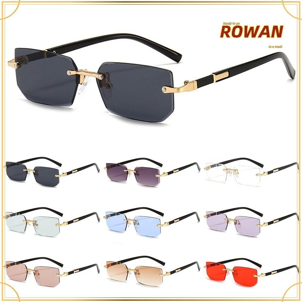 Rowans แว่นตากันแดด ไร้กรอบ ป้องกัน UV400 Y2K ทรงสี่เหลี่ยมผืนผ้า สไตล์เรโทร สําหรับผู้หญิง และผู้ชาย
