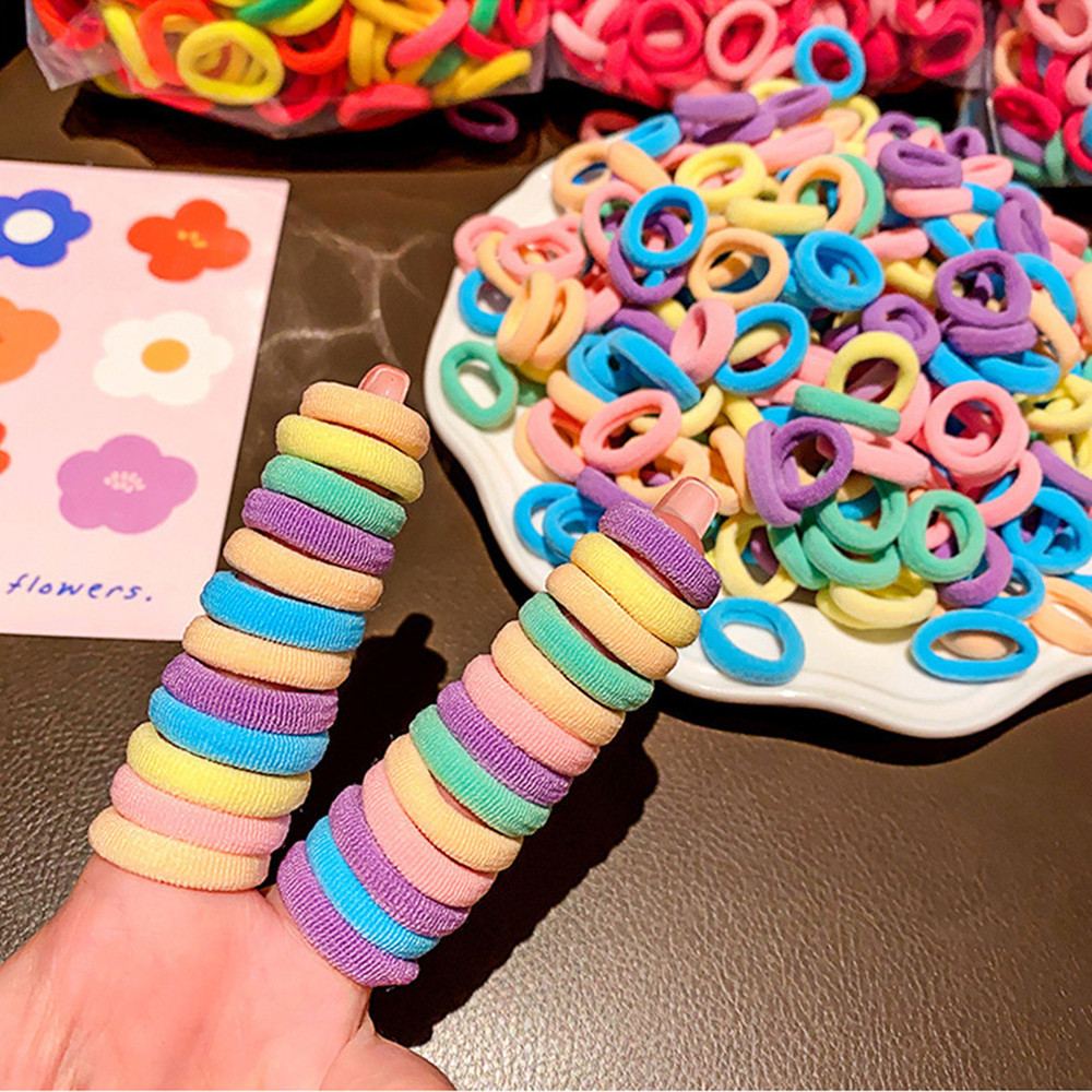 200 ชิ้นยางรัดผมความยืดหยุ่นสูงยางรัดผมสําหรับเด็กแฟชั่นเกาหลีเครื่องประดับผมเด็กผู้หญิงแบบเรียบง่าย
