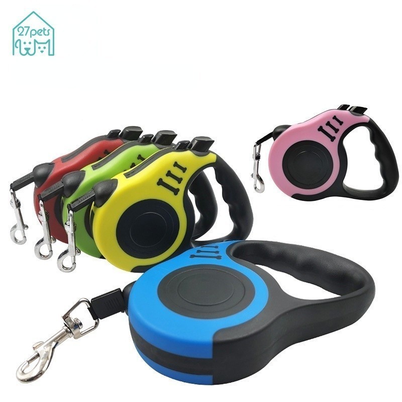 สายจูงสุนัขอัตโนมัติ ยืดหดได้ ยาว 3 เมตร 5 เมตร สําหรับสัตว์เลี้ยง สุนัข ขนาดเล็ก กลาง ใหญ่ 27 ชิ้น