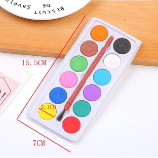 สีน้ำก้อน 12สี/6สี + พู่กัน อุปกรณ์ศิลปะ S0245 ราคาพิเศษ ถาดพลาสติก