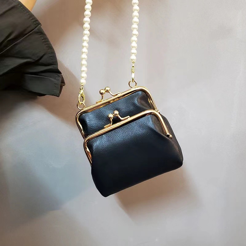 【พร้อมส่ง】กระเป๋าสะพายไหล่ หนังนิ่ม แต่งหัวเข็มขัด ประดับไข่มุก สีพื้น สําหรับนักเรียน