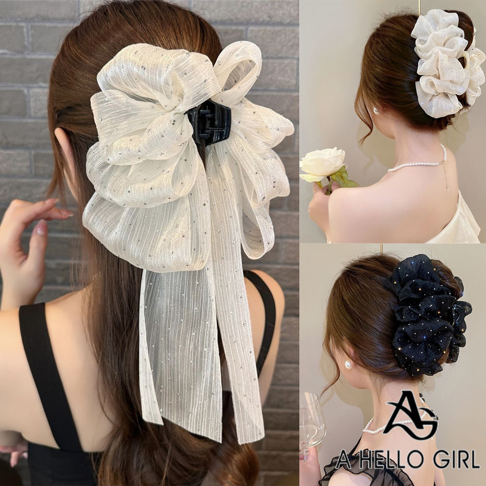 Hello GIRL ที่คาดผม ผ้าตาข่าย ประดับโบว์ ขนาดใหญ่ ระดับไฮเอนด์ แฟชั่นสําหรับผู้หญิง