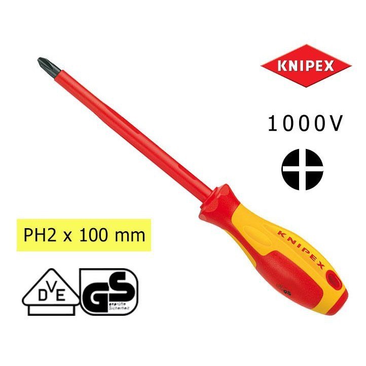 ไขควงแม่เหล็ก Knipex ไขควงกันไฟ VDE 1000V สำหรับสกรูหัวแฉก (ขนาด: หัว X ความยาวแกน)