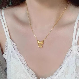 🧡ร้านไทยพร้อมส่ง🧡 สร้อยคอ สร้อยทอง จี้รูปโบว์ เครื่องประดับ แฟชั่น สำหรับผู้หญิง สไตล์เกาหลี N177