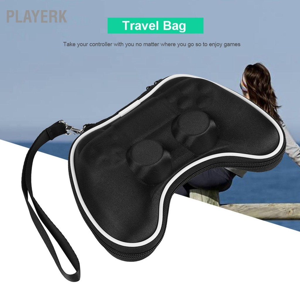 Playerk กระเป๋าเดินทางกันกระแทกแบบพกพาสำหรับ PlayStation 4 PS4 Controller Gamepad สีดำ