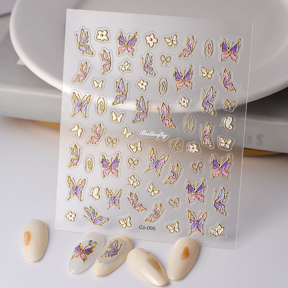 สติกเกอร์ ลายผีเสื้อ 5D มีกาวในตัว สําหรับตกแต่งเล็บ DIY