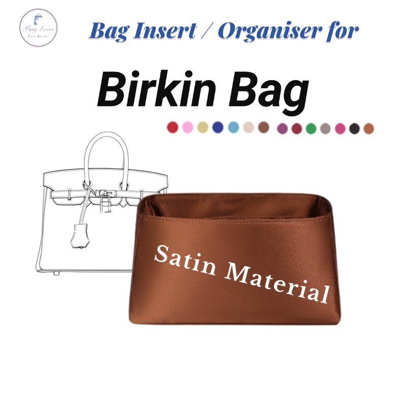 กระเป๋าผ้าซาตินสไตล์ Birkin ขนาด 20/25/30/35/40 พร้อม organizer กันฝุ่นและคราบ