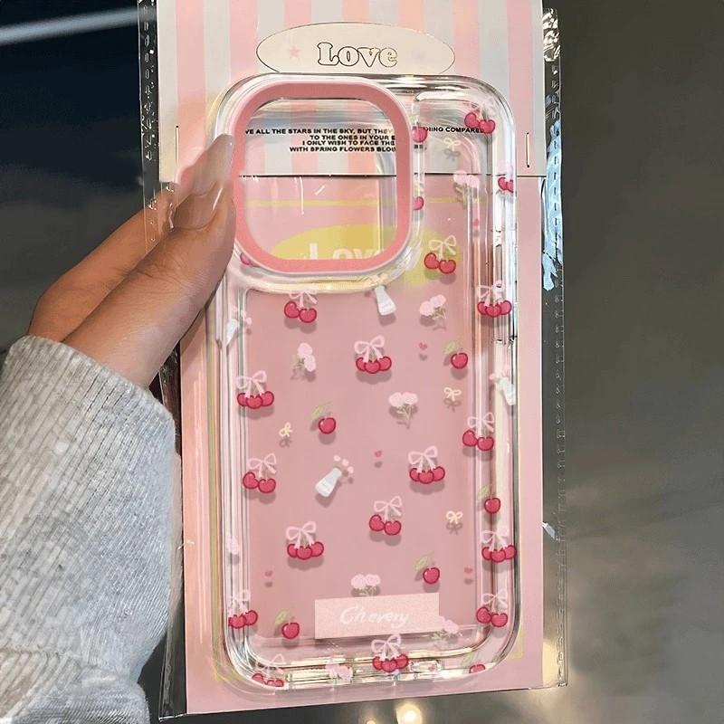 GOOD🔥น่ารัก เคสไอโฟน 13 เชอร์รี่ สำหรับ IPhone 11 16 17 12 15 13 14 Pro Max X XR XS Max 8 7 Plus  โปร่งใส เรียบง่าย เคส