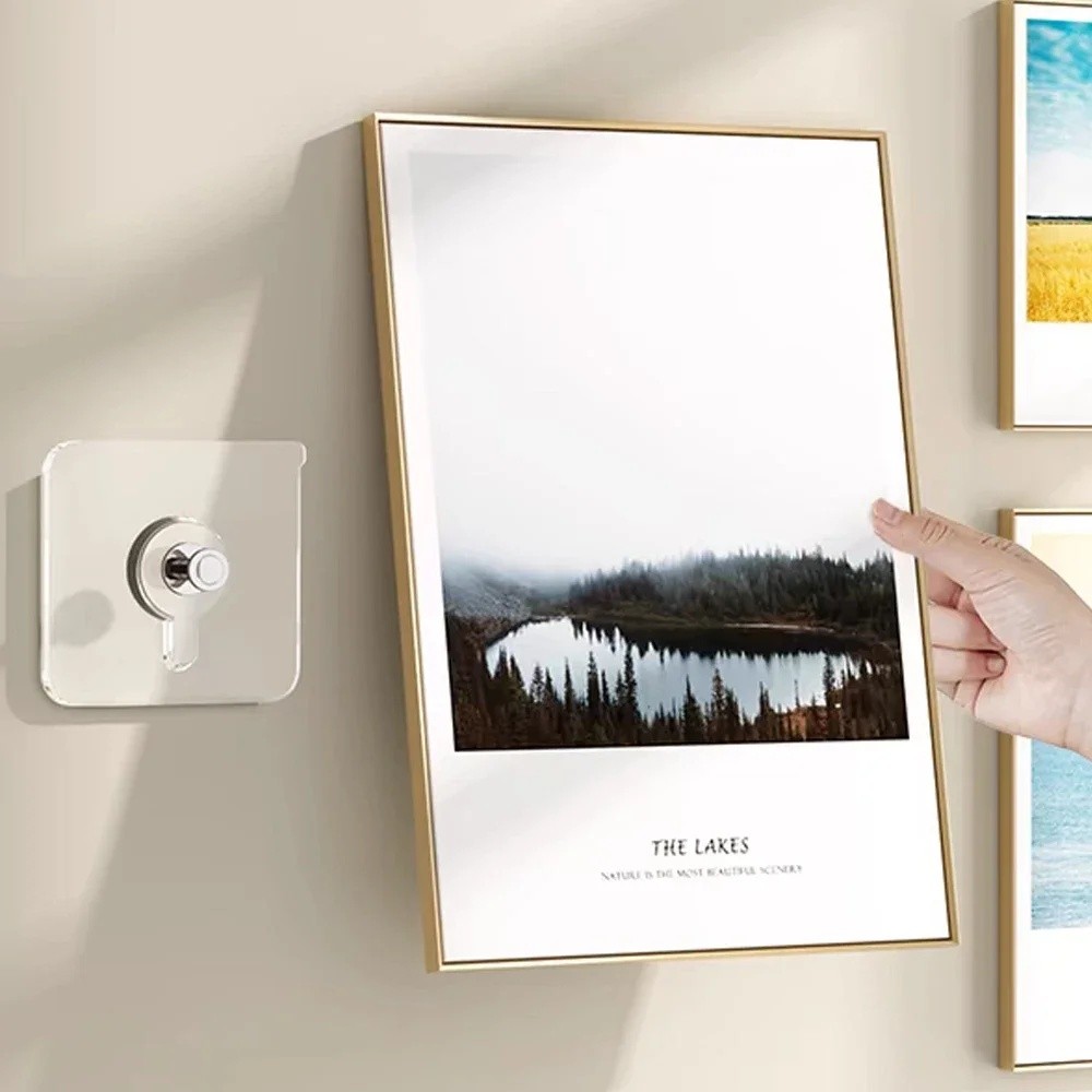 10/20/30/50 ชิ้น ตะขอกาวที่มองไม่เห็นสําหรับผนัง | แผ่นยึด 6x6 ซม. โปร่งใส ไม่ต้องใช้เล็บสําหรับวาดภาพ/กรอบรูป - รูปที่ 2