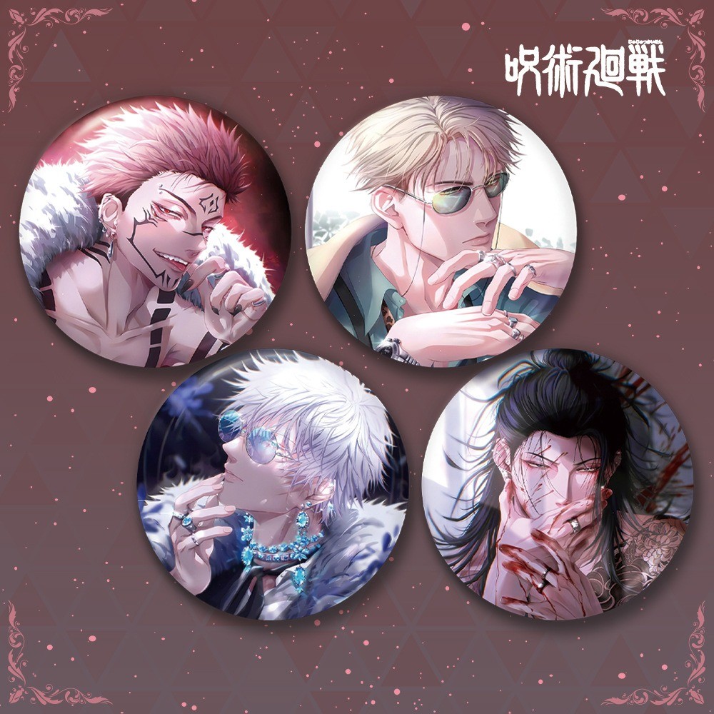 อะนิเมะ Jujutsu Kaisen Gojo Satoru Goyo Suguru Ryomen Sukuna Nanami Kento Badge ปุ่มเข็มกลัด Pins คอสเพลย์คอลเลกชันของเล่นกระเป๋าตกแต่งของขวัญ 58 มม.
