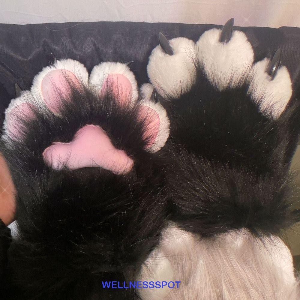 Wellnessspot คอสเพลย์เครื่องแต่งกายถุงมือ,การ์ตูน Furry Plush Cat Paw ถุงมือ,น่ารัก Thicken Fursuit Kigurumi Warm คอสเพลย์ Props Party