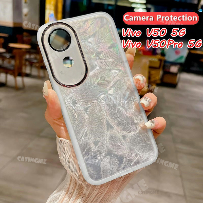 สําหรับvivo V50 V50Pro 5G 2025 Glitter Featherรูปแบบซิลิโคนนุ่มสําหรับVivoV50 Vivo V50 5G V50Pro V 5