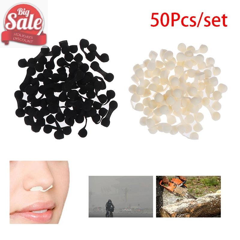 Af 50 ชิ้น Tanning Nasal Plug ตัวกรองจมูกฟองน้ําสีดํา/สีขาว Anti-pollution A