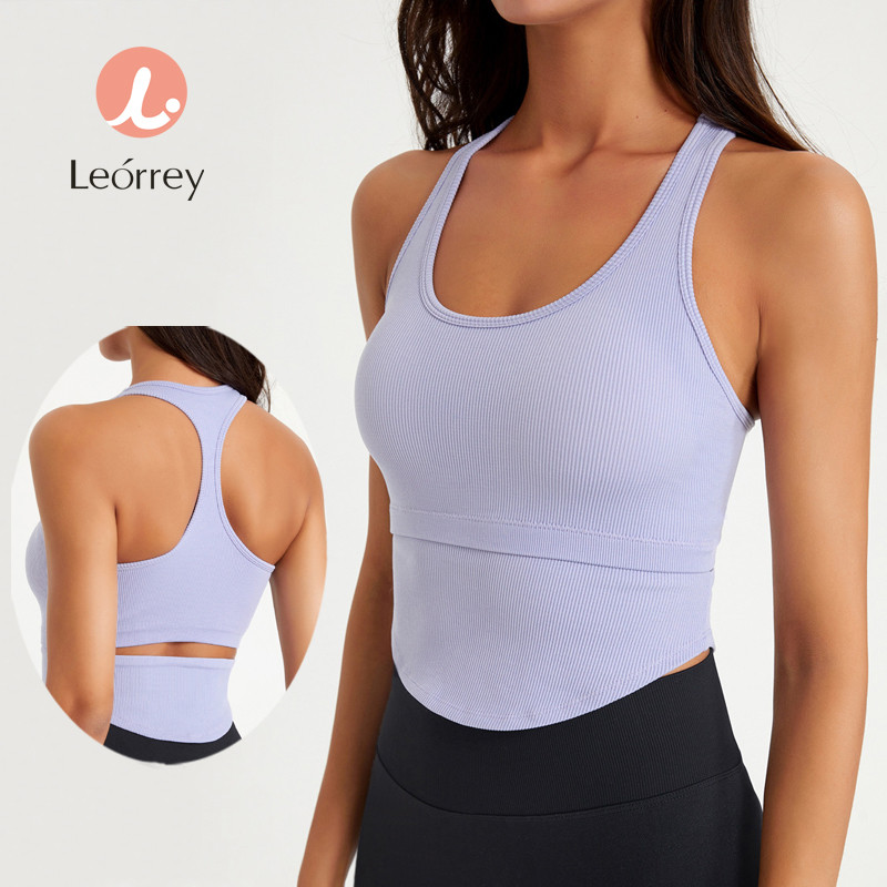 Leorrey-เสื้อกล้ามโยคะแขนกุดระบายอากาศได้ดี เสื้อครอปออกกำลังกาย เสื้อกล้ามโยคะ