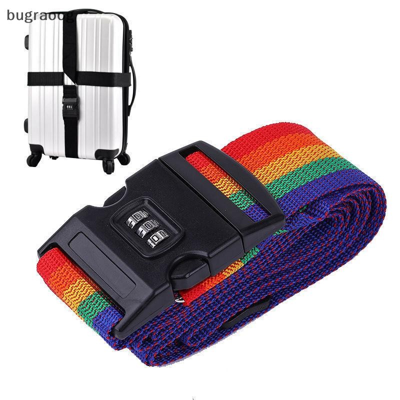 Bug 2 เมตร Rainbow รหัสผ่านล็อคกระเป๋าเดินทางกระเป๋า 3 หลักรหัสผ่านล็อคสายคล้องคอ Baggage เข็มขัด raoog