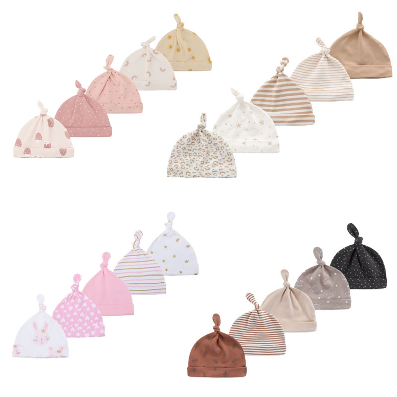 5 ชิ้น Unisex ทารกแรกเกิดหมวกผ้าฝ้ายนุ่มยืดหยุ่นทารกแรกเกิดหมวกทารก Bonnet แฟชั่นอุปกรณ์เสริม