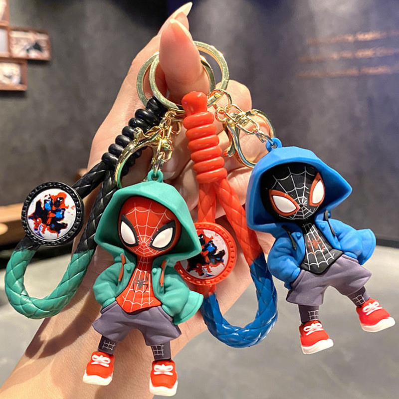พวงกุญแจทอสไปเดอร์แมน Marvel Key Ring ของขวัญสําหรับเด็กอุปกรณ์เสริมจี้ตุ๊กตาการ์ตูนกระเป๋านักเรียนโซ่