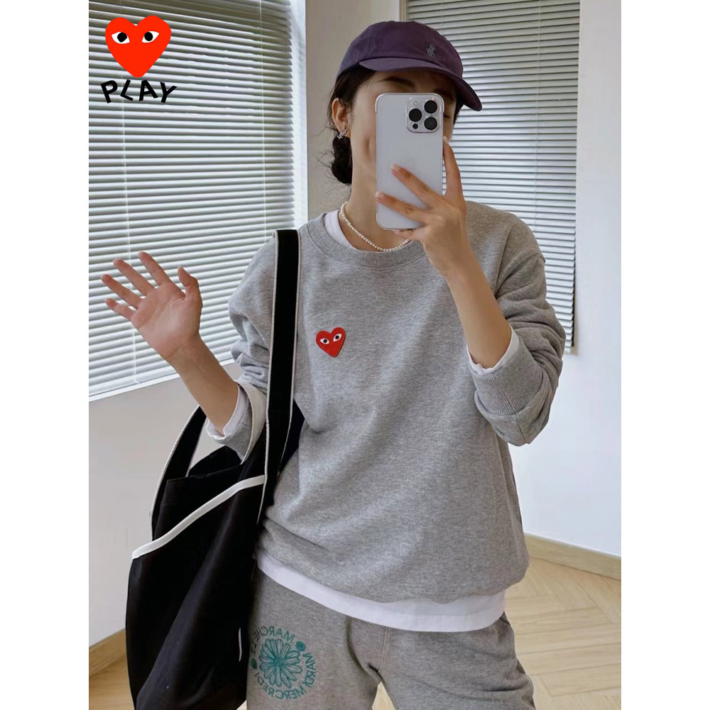 Cdg PIAY ใหม่แบรนด์อินเทรนด์ผู้ชายและผู้หญิงคู่ PLAY Love ปักรอบคอ Hoodie หลวมหัวแจ็คเก็ต