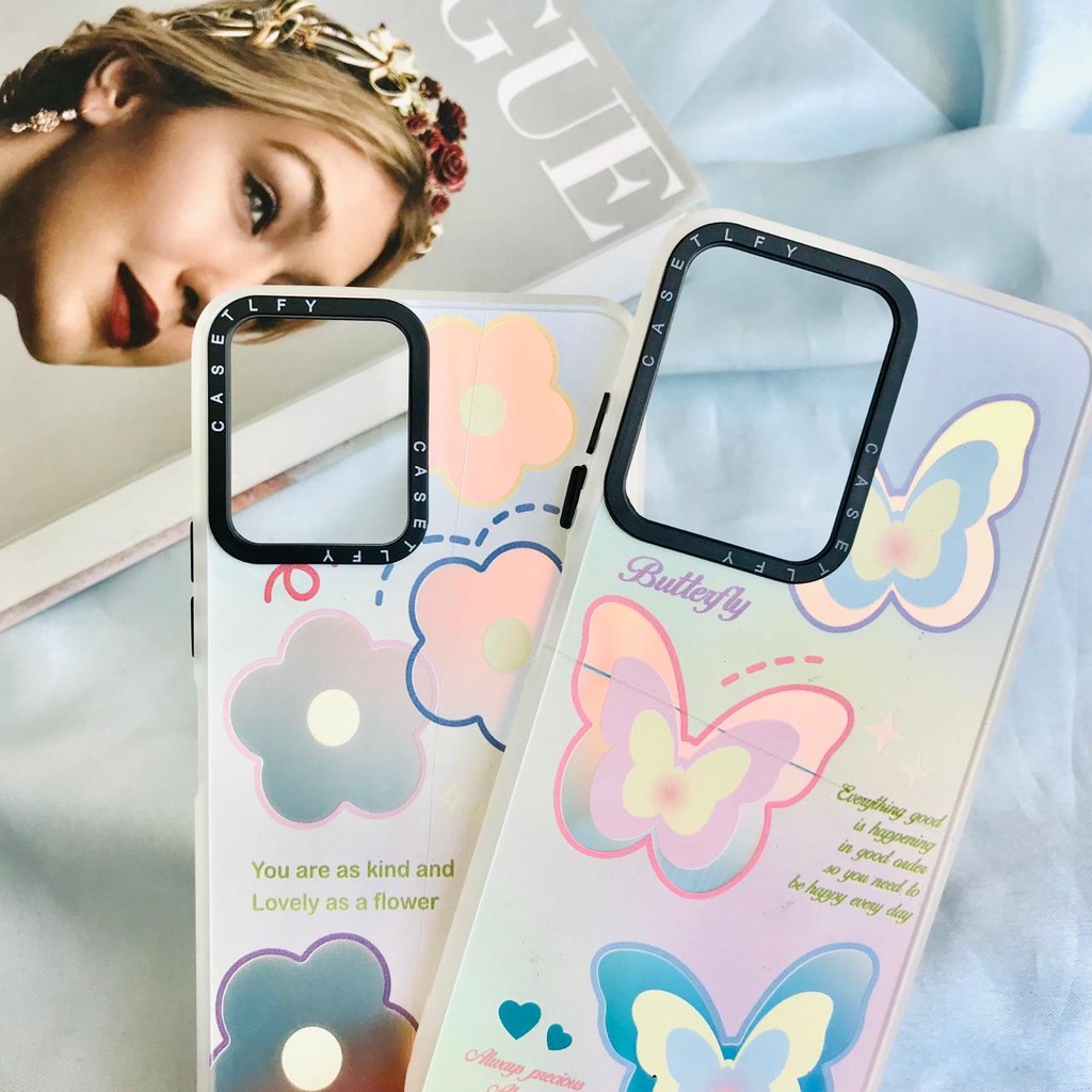 So Cool ผีเสื้อและดอกไม้โฮโลแกรมพิมพ์กรณี oppo a3 nfc a3x a55 4g a18 a15 a16k a16e a17 a17k a1k real